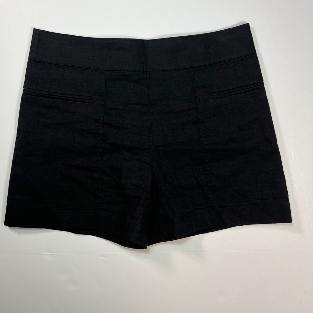 Theory Mini UTL Short Womens 00 Black Linen Blend Eco Crunch Utility Shorts